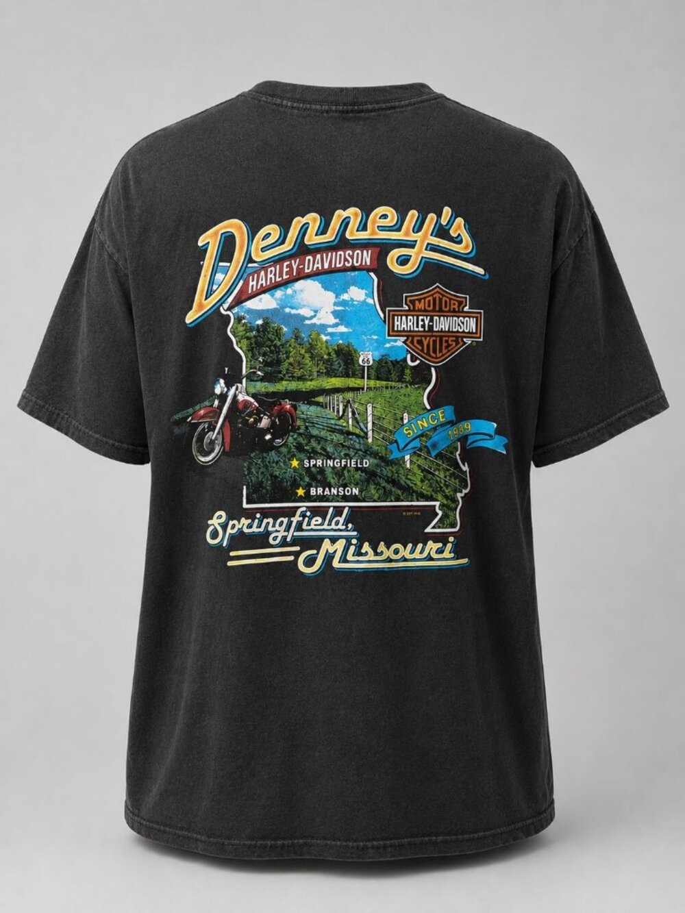 Harley-Davidson Men's 2XL T Shirt Black Denneys Springfield MO Graphic HD